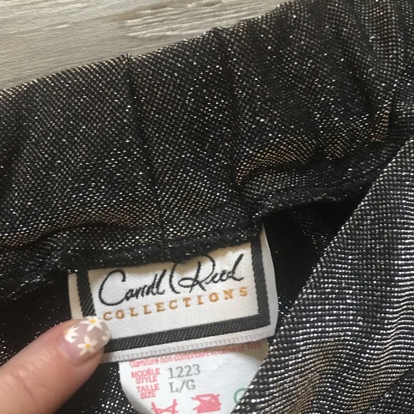 VINTAGE Black Metallic Midi Skirt By Carroll Reed NWT - Picture 4 of 10